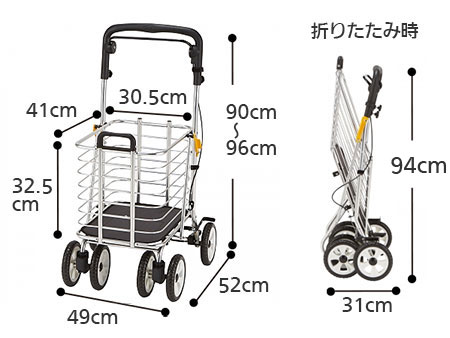 シルバーカー ノーブルワゴンM(NBW-1M) 大容量ワゴンタイプのサイズ
