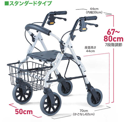 歩行車 セーフティーアームロレータ スタンダードタイプ RS1190 イーストアイのサイズ