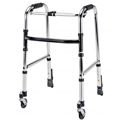 【非課税】ウォーカーミニ 固定型歩行器 HKM-120 前輪固定キャスター付き マキテックの説明