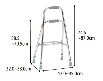 【非課税】アルミ製 サイドウォーカー(MRB-02031/MRB-020312) 歩行器 立ち上がり支持 歩行支援用具 ミキ Miki  のサイズ