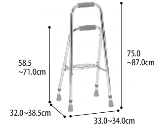 【非課税】アルミ製 スモールサイドウォーカー(MRB-02061) 歩行器 立ち上がり支持 歩行支援用具 ミキ Miki   のサイズ
