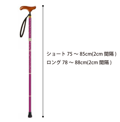  花KOMON 折り畳み 伸縮杖 対応身長146～166cm・156～176cm 和柄のサイズ