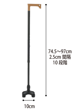 多点杖 Elbis+ エルビスクワド ELB-G4BKのサイズ