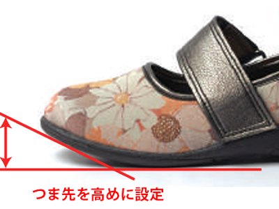 屋外用介護靴 SaiSai フラワープリントW941 外反母趾･むくみ対策 マリアンヌ ケアシューズ 両足販売の説明