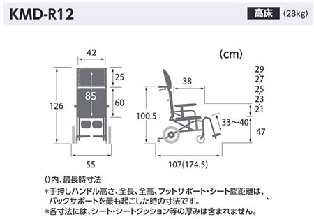 【非課税】Modern Rich-style 介助用車椅子 KMD-R12 モダンシリーズリッチタイプ 多機能車いす カワムラサイクル の説明