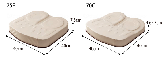 アウルケアクッション 床ずれ防止クッション 40F 60F 75F 70C 80C 100C 厚み3.5～10cm   のサイズ