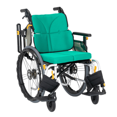 【非課税】ネクストコアⅡ アジャスト NEXT2-51B 自走用車椅子 介助兼用 モジュールタイプ ノーパンクタイヤ　グリーン