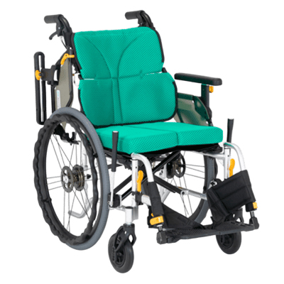 【非課税】ネクストコアⅡ アジャスト NEXT2-51BE 自走用車椅子 介助兼用 モジュールタイプ 伸縮式ブレーキ仕様　グリーン
