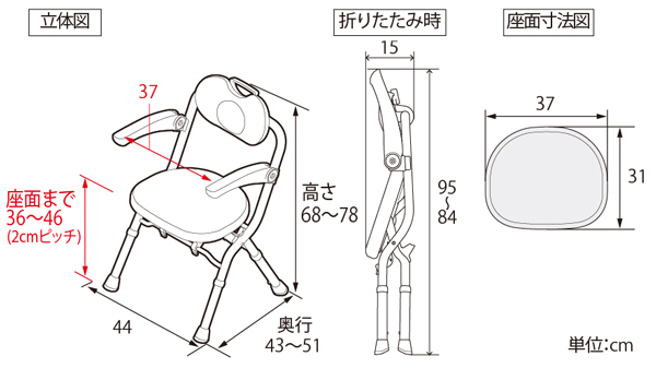 アロン化成 折りたたみ シャワーベンチ A-Sフィット のサイズ
