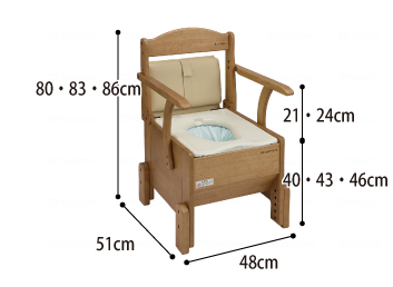 介護用自動ラップ式トイレ ラップポン・ブリオ2のサイズ