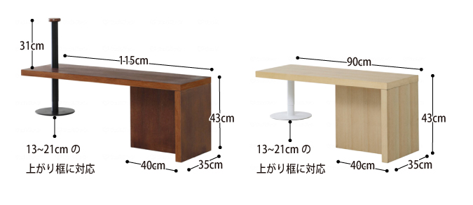 框のせ玄関ベンチ RSP-GB1(幅115cm)RSP-GB2(幅90cm) のサイズ