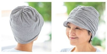 綿100% 室内帽ふわっと(ターバン)(403054) ニットグレー フットマーク シニア 室内用帽子 医療用帽子の説明