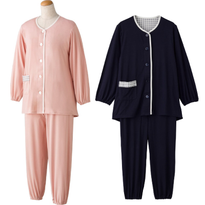 NOBI AID 大きめボタン のびのびストレッチパジャマ 800463 S～LL 年間素材のカラー