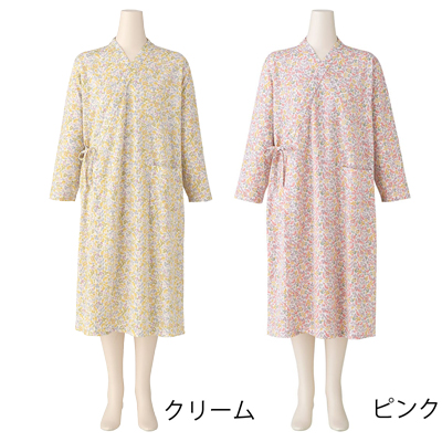 ネグリジェ マジックテープボタン DNL788 長袖 ポケット付き 着替え簡単のカラー