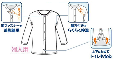 婦人用 綿100% ウィズエール 3枚セット ワンタッチ肌着前開き半袖 M~LL 川本産業シニア肌着の説明