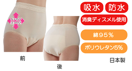 日本製婦人用 2枚セット 中失禁パンツスーパーさらりん130cc 渡嘉毛織の説明