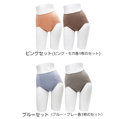 婦人用 4枚(2枚×2セット) レディース吸水消臭ショーツ 綿混タイプ M~3Lサイズ 辻一(TJI-679)カラー（色）