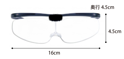 老眼鏡 クラフトルーペ1.6倍&2.0倍 クロバーの サイズ