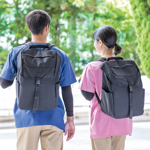 訪問バッグ 撥水 ワークリュック２(404203) フットマーク ケアマネ･看護師･訪問介護看護スタッフ向けリュックの説明