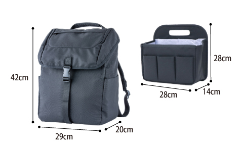 訪問バッグ 撥水 ワークリュック２(404203) フットマーク ケアマネ･看護師･訪問介護看護スタッフ向けリュックのサイズ